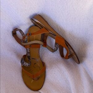 Women’s Extreme 10 Eddie Marc Embellished  Wedge Tan Black Sandals